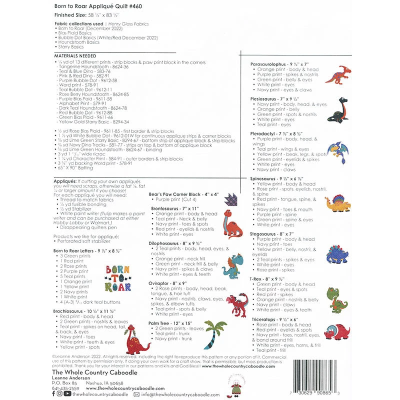 Born To Roar Appliqué Quilt Pattern 2 Born To Roar Appliqué Quilt Pattern - Image 2