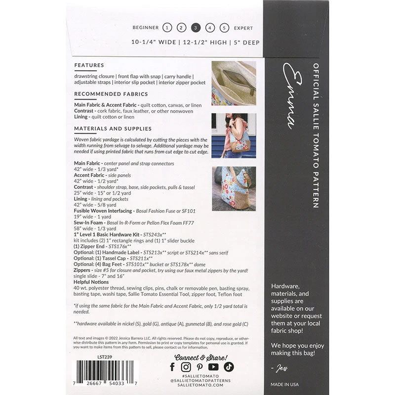 Emma Bag Kit - Black Pebble Faux Leather 4 Emma Bag Kit - Black Pebble Faux Leather - Image 4