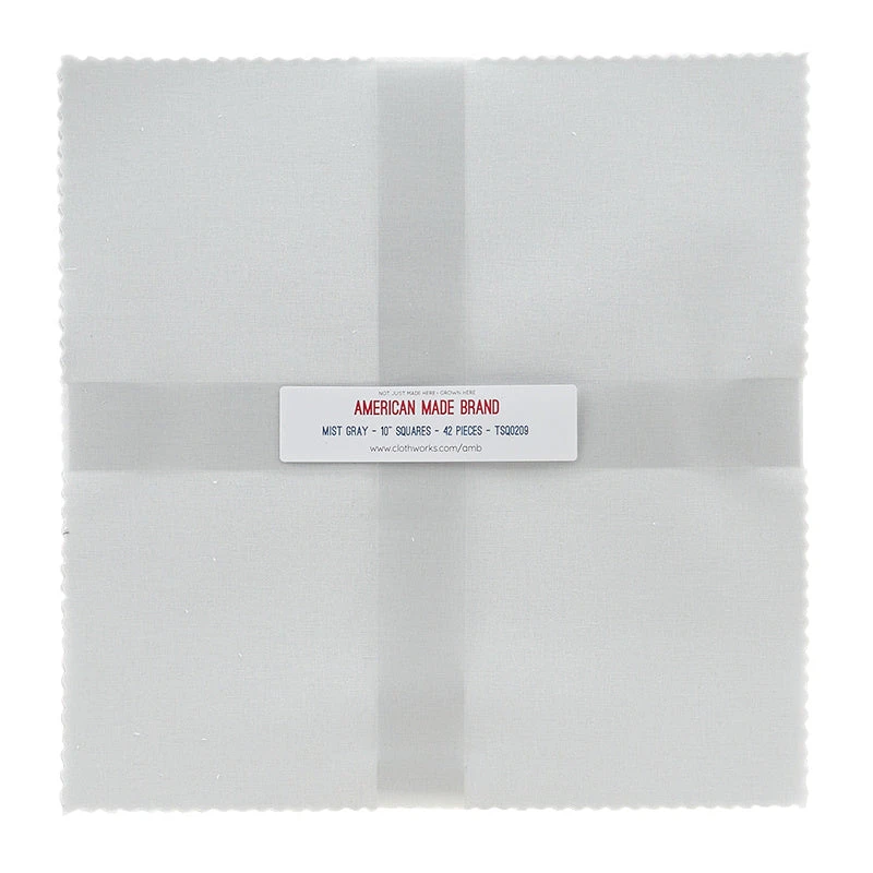 American Made Brand Cotton Solids Misty Gray 10" Squares 1 American Made Brand Cotton Solids Misty Gray 10" Squares