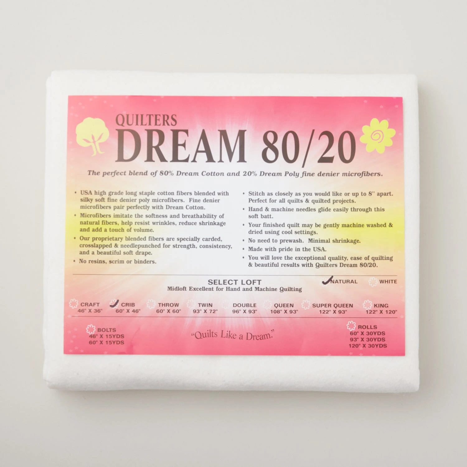Quilter's Dream Natural 80/20 Select Crib Batting 1 Quilter's Dream Natural 80/20 Select Crib Batting