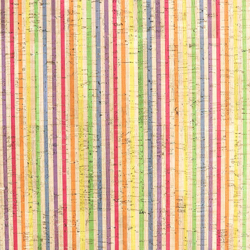 Rainbow Stripe Cork - 1/2 Yard Cut 1 Rainbow Stripe Cork - 1/2 Yard Cut