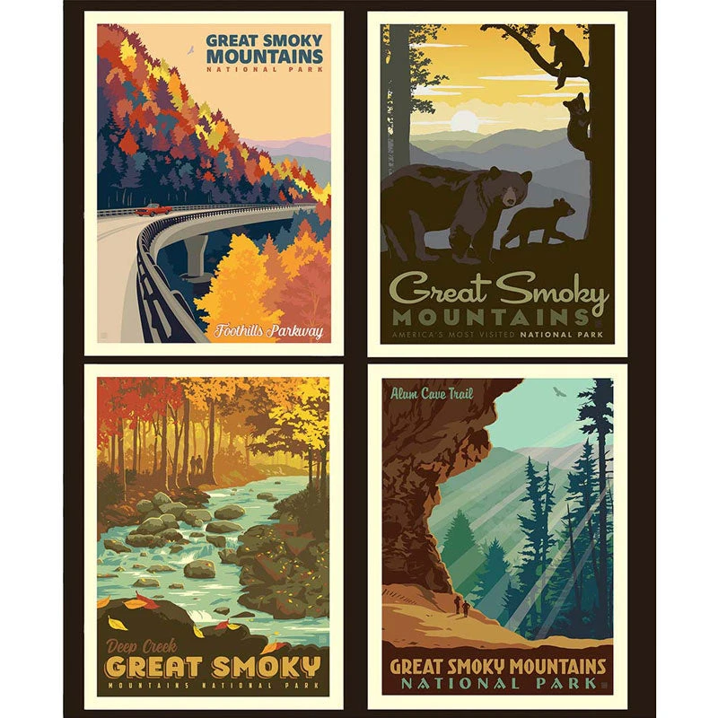 National Parks - Great Smoky Mountains Pillow Panel 1 National Parks - Great Smoky Mountains Pillow Panel
