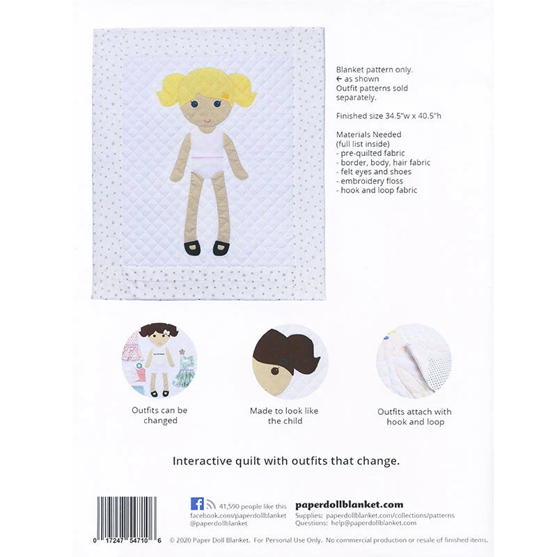 Paper Doll Blanket Pattern - Girl 2 Paper Doll Blanket Pattern - Girl - Image 2