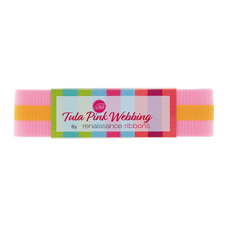 Tula Pink 1 1/2" Webbing - Soft Pink And Orange - Image 3